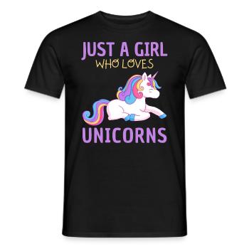 Nur Ein Mädchen, Das Einhörner Liebt. - Männer T-Shirt - Schwarz - Vorne - AI Model Male 178 light (178cm)