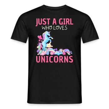 Nur Ein Mädchen, Das Einhörner Liebt. - Männer T-Shirt - Schwarz - Vorne - AI Model Male 178 light (178cm)