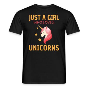 Nur Ein Mädchen, Das Einhörner Liebt. - Männer T-Shirt - Schwarz - Vorne - AI Model Male 178 light (178cm)