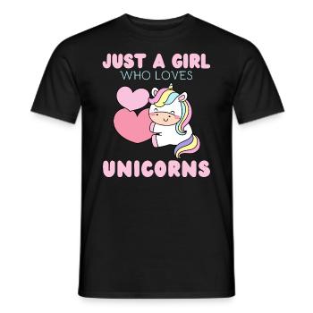 Nur Ein Mädchen, Das Einhörner Liebt. - Männer T-Shirt - Schwarz - Vorne - AI Model Male 178 light (178cm)