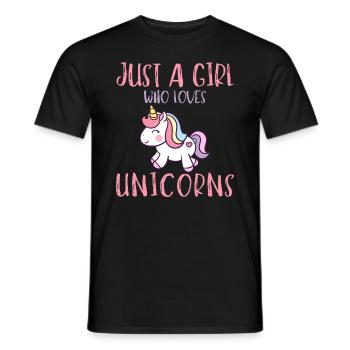 Just A Girl Who Loves Unicorns - Männer T-Shirt - Schwarz - Vorne - AI Model Male 178 light (178cm)