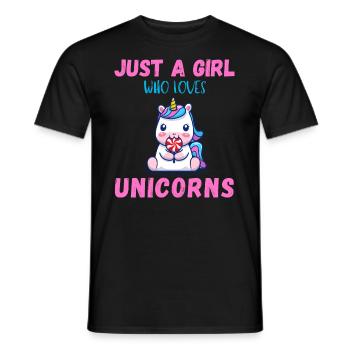 Nur Ein Mädchen, Das Einhörner Liebt. - Männer T-Shirt - Schwarz - Vorne - AI Model Male 178 light (178cm)