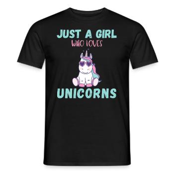 Nur Ein Mädchen, Das Einhörner Liebt. - Männer T-Shirt - Schwarz - Vorne - AI Model Male 178 light (178cm)