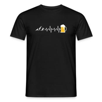 Heartbeat Mountains and Beer - Men's T-Shirt - black - Front - AI Model Male 178 light (178cm)