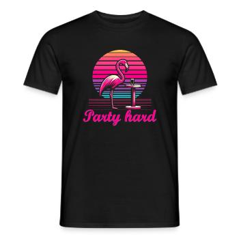 Flamingo Party Hard - Männer T-Shirt - Schwarz - Vorne - AI Model Male 178 light (178cm)