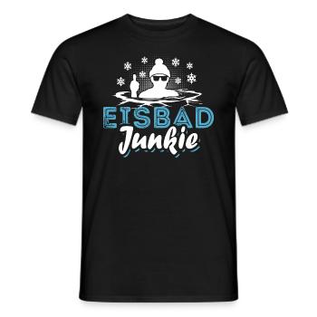 Eisbad Junkie - Eisbaden Eisbader Spruch - Männer T-Shirt - Schwarz - Vorne - AI Model Male 178 light (178cm)
