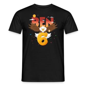 Bald eagle design for sixth birthday - Men's T-Shirt - black - Front - AI Model Male 178 light (178cm)