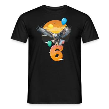 Bald eagle design for sixth birthday - Men's T-Shirt - black - Front - AI Model Male 178 light (178cm)