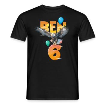 Bald eagle design for sixth birthday - Men's T-Shirt - black - Front - AI Model Male 178 light (178cm)