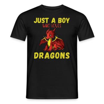 Just A Boy Who Loves Dragons - Men's T-Shirt - black - Front - AI Model Male 178 light (178cm)