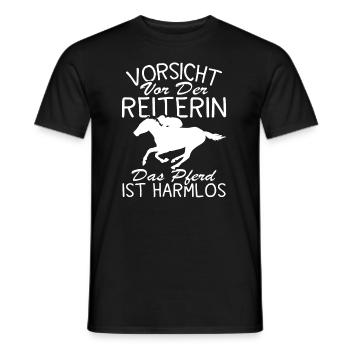 Vorsicht vor der reiterin das pferd ist harmlos - Männer T-Shirt - Schwarz - Vorne - AI Model Male 178 light (178cm)