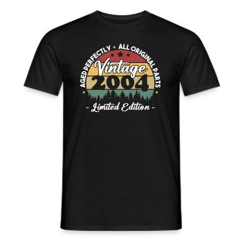 Vintage Cadeau Anniversaire Pour Né En 2004 - T-shirt homme - noir - Devant - AI Model Male 178 light (178cm)