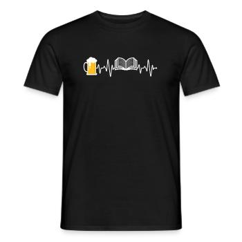 Beer and Book Heartbeat - Men's T-Shirt - black - Front - AI Model Male 178 light (178cm)