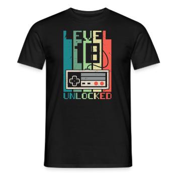 Level 18 freigeschaltet - Männer T-Shirt - Schwarz - Vorne - AI Model Male 178 light (178cm)