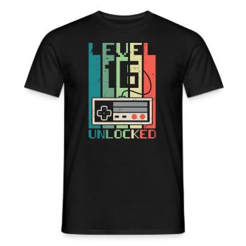 Level 16 Unlocked - Men's T-Shirt - black - Front - AI Model Male 178 light (178cm)