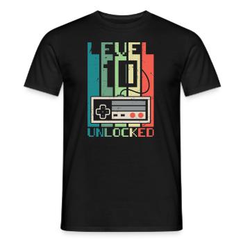 Level 10 freigeschaltet - Männer T-Shirt - Schwarz - Vorne - AI Model Male 178 light (178cm)