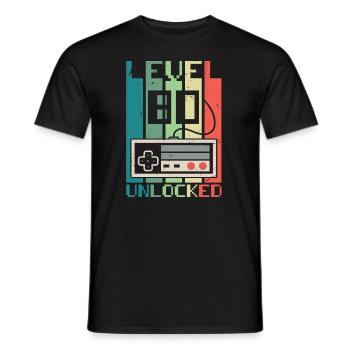 Level 80 freigeschaltet - Männer T-Shirt - Schwarz - Vorne - AI Model Male 178 light (178cm)