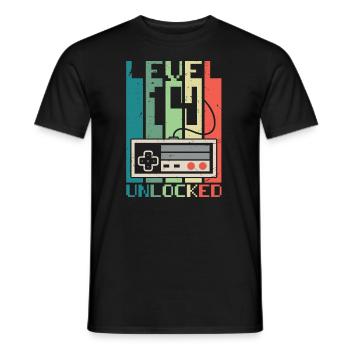 Level 14 freigeschaltet - Männer T-Shirt - Schwarz - Vorne - AI Model Male 178 light (178cm)