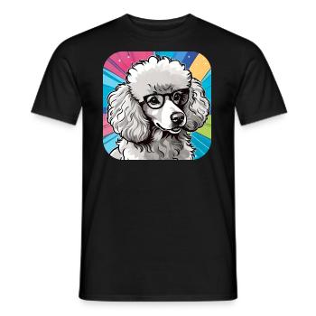 Niedlicher Zwergpudel mit Brille II - Männer T-Shirt - Schwarz - Vorne - AI Model Male 178 light (178cm)