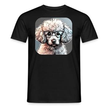 Niedlicher Zwergpudel mit Brille I - Männer T-Shirt - Schwarz - Vorne - AI Model Male 178 light (178cm)