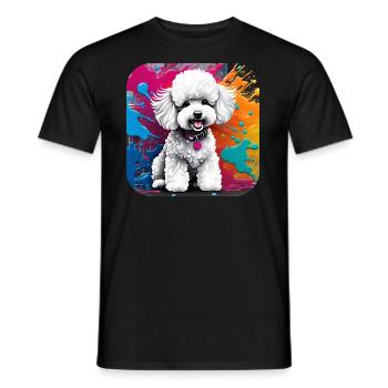 Cute poodle with colorful background - Men's T-Shirt - black - Front - AI Model Male 178 light (178cm)