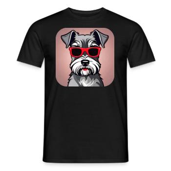 Cute schnauzer dog with glasses - Men's T-Shirt - black - Front - AI Model Male 178 light (178cm)