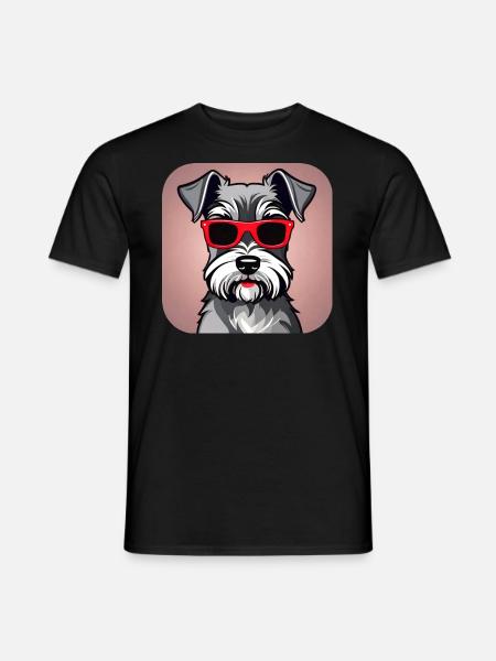Niedlicher Schnauzer Hund mit Brille - Männer T-Shirt - Schwarz