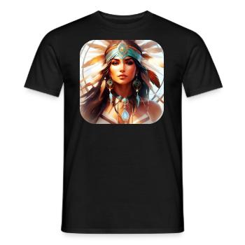Chaman mystique avec plumes IV - T-shirt homme - noir - Devant - AI Model Male 178 light (178cm)