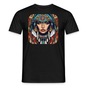 Chaman mystique avec des plumes - T-shirt homme - noir - Devant - AI Model Male 178 light (178cm)