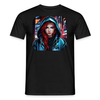 Fille cyberpunk cool II - T-shirt homme - noir - Devant - AI Model Male 178 light (178cm)