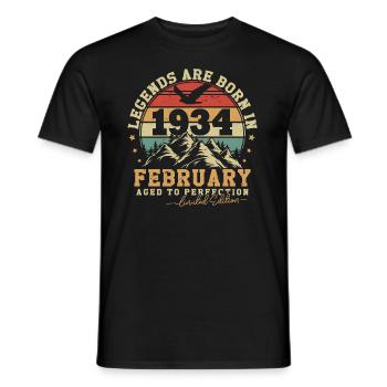 Février 1934 Vintage Rétro Anniversaire 1934 - T-shirt homme - noir - Devant - AI Model Male 178 light (178cm)