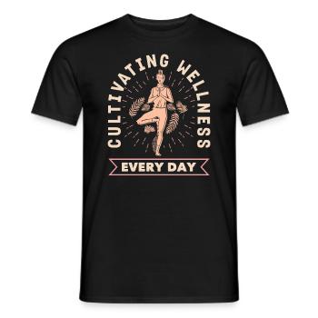 Cultiver le bien-être au quotidien Yoga inspirant - T-shirt homme - noir - Devant - AI Model Male 178 light (178cm)