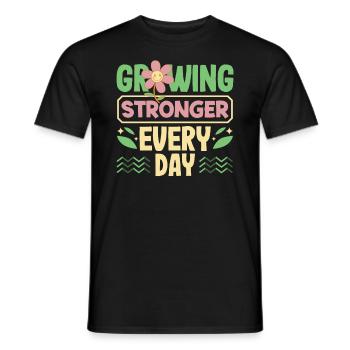 Growing Stronger Every Day Motivational - Männer T-Shirt - Schwarz - Vorne - AI Model Male 178 light (178cm)