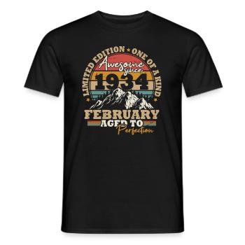 Februar 1934 Jahrgang 90 Jahre Geburtstagsgeschenk - Männer T-Shirt - Schwarz - Vorne - AI Model Male 178 light (178cm)