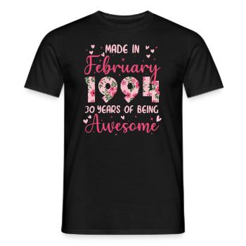 Februar 1994 Geschenk zum 30-jährigen Jubiläum für Ehefrau - Männer T-Shirt - Schwarz - Vorne - AI Model Male 178 light (178cm)