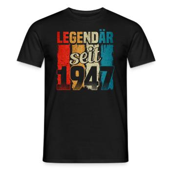 Jahrgang 1947, Legendär seit 1947, Geburtstag - Männer T-Shirt - Schwarz - Vorne - AI Model Male 178 light (178cm)