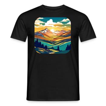 Berge im Sonnenuntergang I - Männer T-Shirt - Schwarz - Vorne - AI Model Male 178 light (178cm)