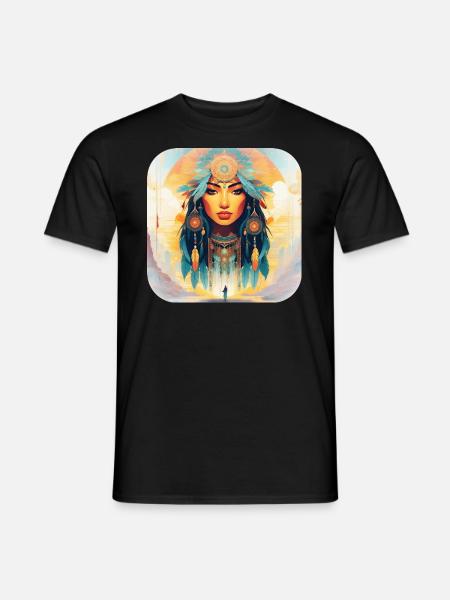 Mystische Frau mit Federn VII - Männer T-Shirt - Schwarz