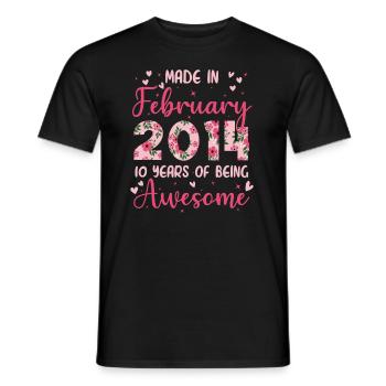 Februar 2014 Geschenk zum 10-jährigen Jubiläum für Frauen - Männer T-Shirt - Schwarz - Vorne - AI Model Male 178 light (178cm)