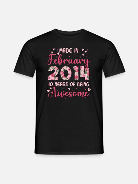 Februar 2014 Geschenk zum 10-jährigen Jubiläum für Frauen - Männer T-Shirt - Schwarz