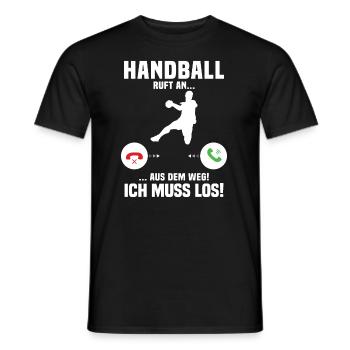 Handball Calls Me, Funny Gift Handball - Men's T-Shirt - black - Front - AI Model Male 178 light (178cm)