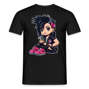 Cool Gothic Punk Girl - Men's T-Shirt - black - Front - AI Model Male 178 light (178cm)