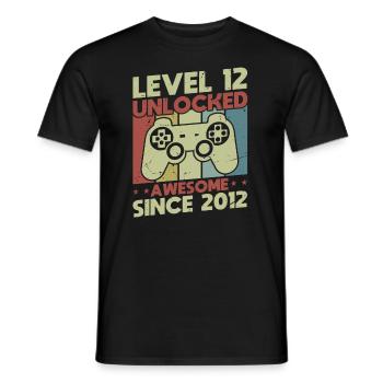 Level 12 Unlocked - Men's T-Shirt - black - Front - AI Model Male 178 light (178cm)