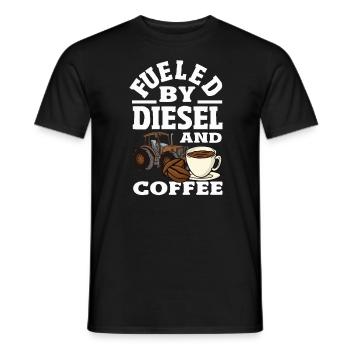 Fueled by Diesel and Coffee Tractor - Men's T-Shirt - black - Front - AI Model Male 178 light (178cm)