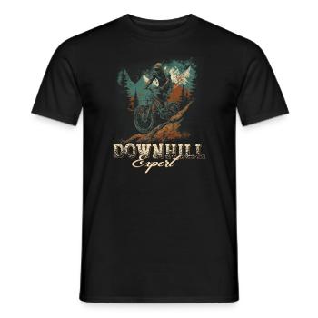 The mountains call the downhill expert - Men's T-Shirt - black - Front - AI Model Male 178 light (178cm)