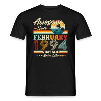 Februar 1994 Jahrgang Geburtstag Retro Geschenk - Männer T-Shirt - Schwarz - Vorne - AI Model Male 178 light (178cm)