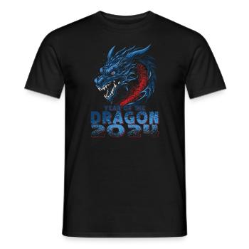 Dragon traditionnel japonais Le dragon bleu - T-shirt homme - noir - Devant - AI Model Male 178 light (178cm)
