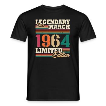Vintage 1964 Mars Cadeau Anniversaire Rétro - T-shirt homme - noir - Devant - AI Model Male 178 light (178cm)