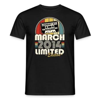 März 2014 Vintage Retro Jubiläumsgeschenk - Männer T-Shirt - Schwarz - Vorne - AI Model Male 178 light (178cm)