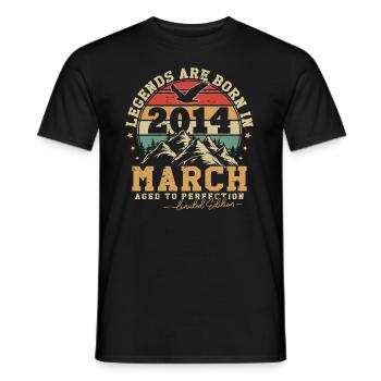 März 2014 Vintage Retro Jubiläum 2014 - Männer T-Shirt - Schwarz - Vorne - AI Model Male 178 light (178cm)